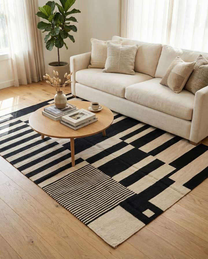 4' 8 x 6' 3 Hand Woven Kilim Modern Wool Rug