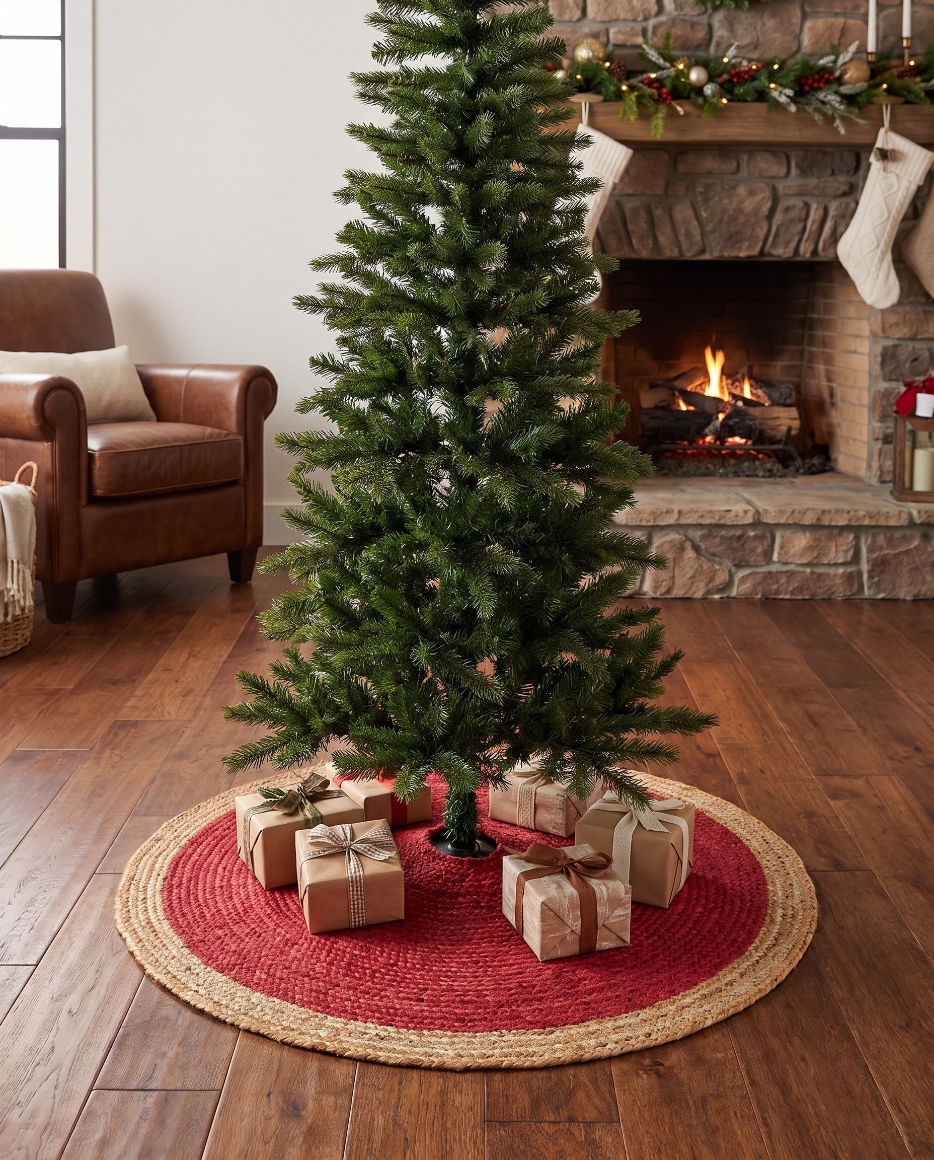 3' 1 x 3' 1 Hand Braided Christmas Tree Skirt
