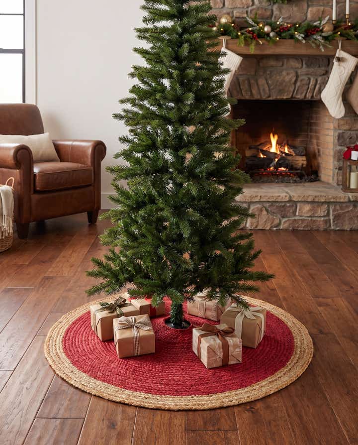 3' 1 x 3' 1 Hand Braided Christmas Tree Skirt