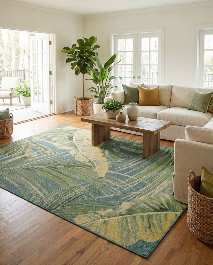 10' x 14' 2 Easy-Clean Botanical Indoor / Outdoor Rug