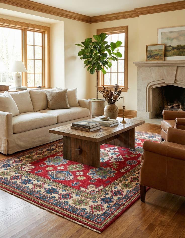 Detail image of 5' 1 x 7' 1  Hand Knotted Kazak Rug