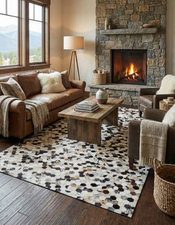 5' x 8' Cowhide Leather Rug