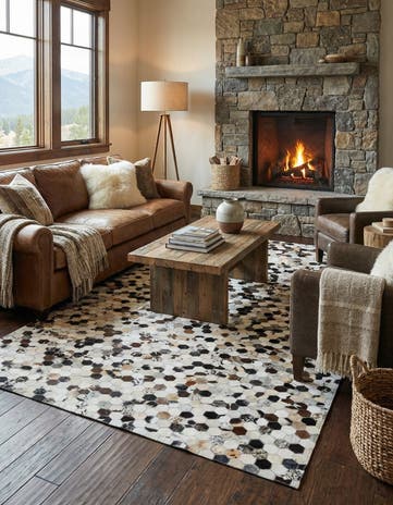 5' x 8' Cowhide Leather Rug