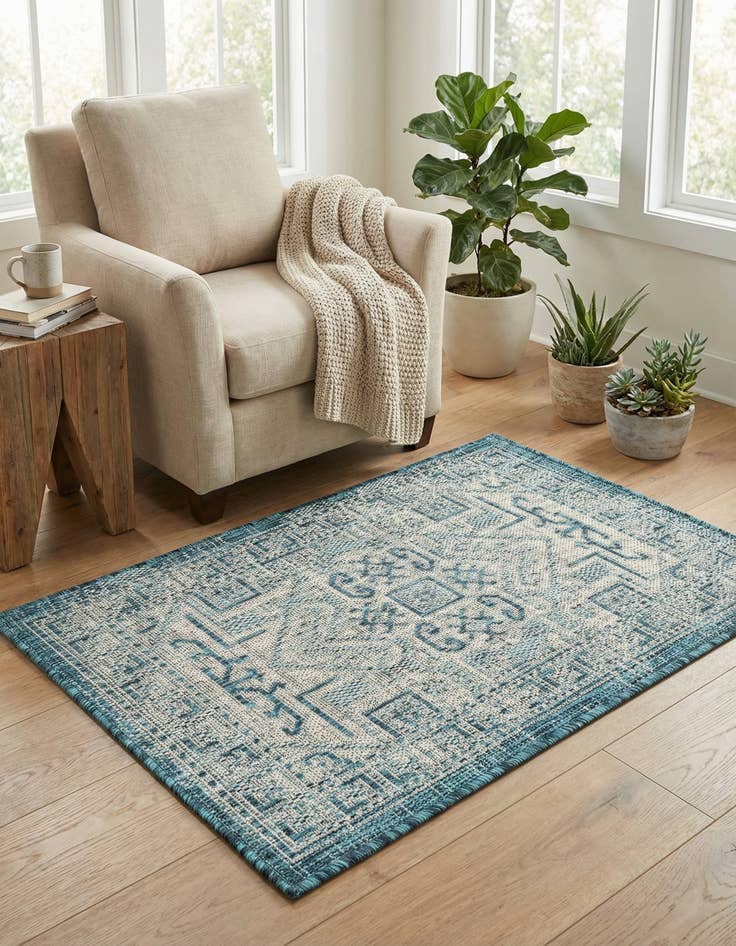 Detail image of 2' x 3'  Washable Aztec Indoor / Outdoor Rug