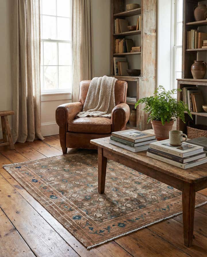 3' 7 x 4' 9 Hand Knotted Ultra Vintage Persian Wool Rug