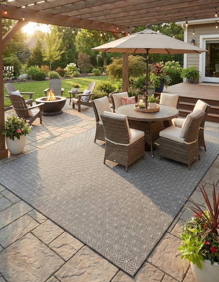 Detail image of 10' x 14' Easy-Clean Trellis Indoor / Outdoor Rug