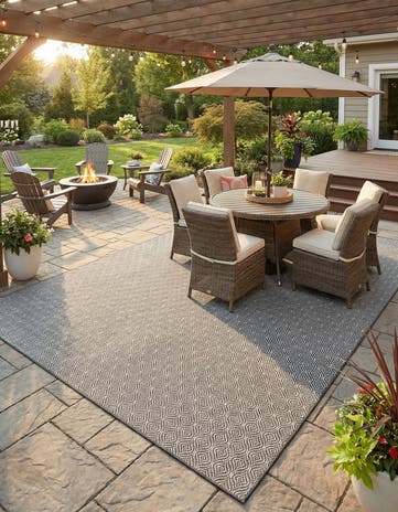10' x 14' Easy-Clean Lattice Indoor / Outdoor Rug