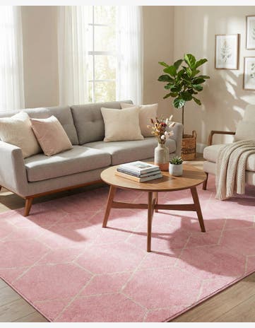 Light Pink Lattice Frieze Rug