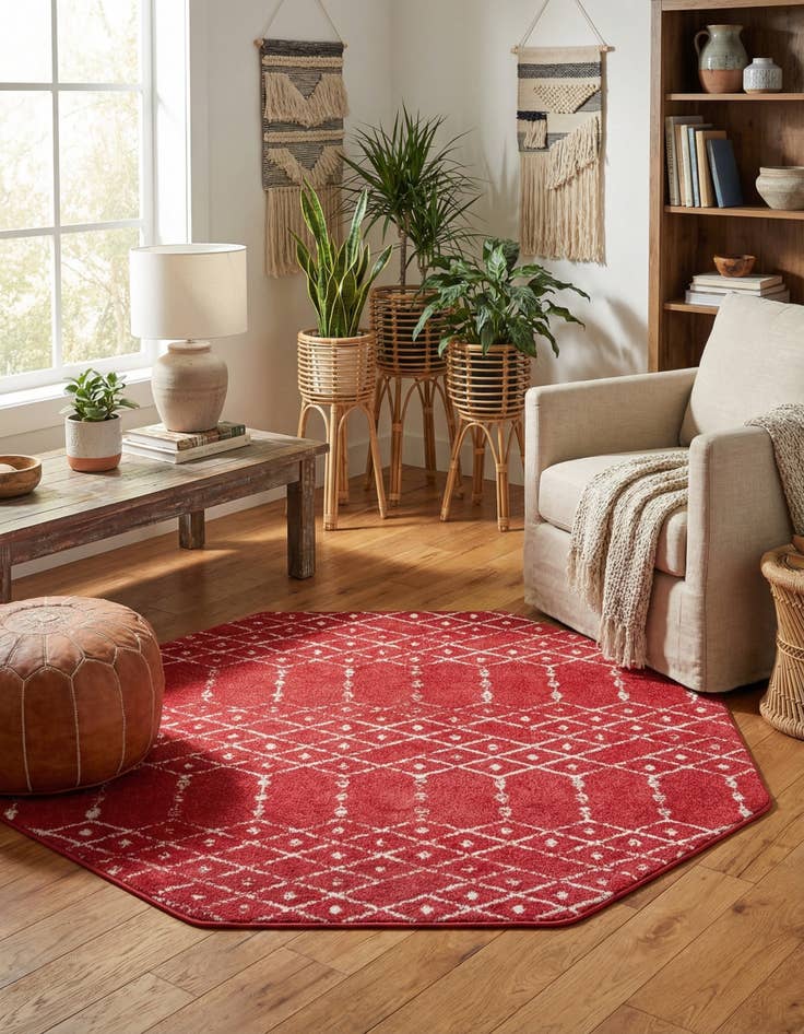 Detail image of 5' 3 x 5' 3 Paxon Trellis Octagon Rug