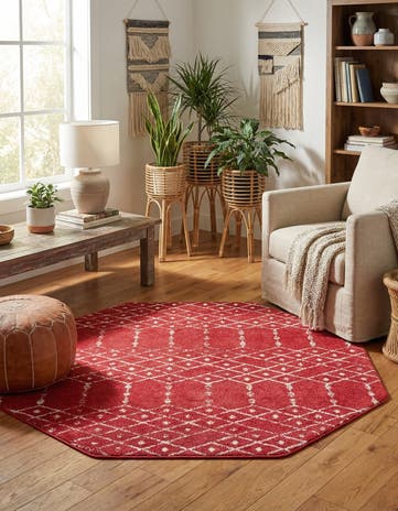 Raspberry Pink Paxon Trellis Octagon Rug