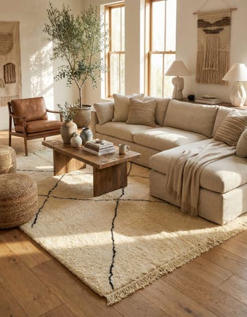 7' x 9' 8 Hand Knotted Moroccan Wool Rug