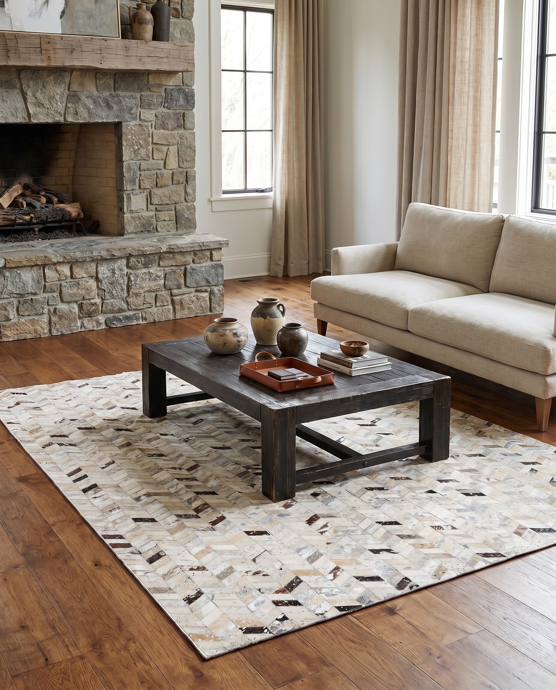 5' 4 x 7' 7 Cowhide Stocks Rug