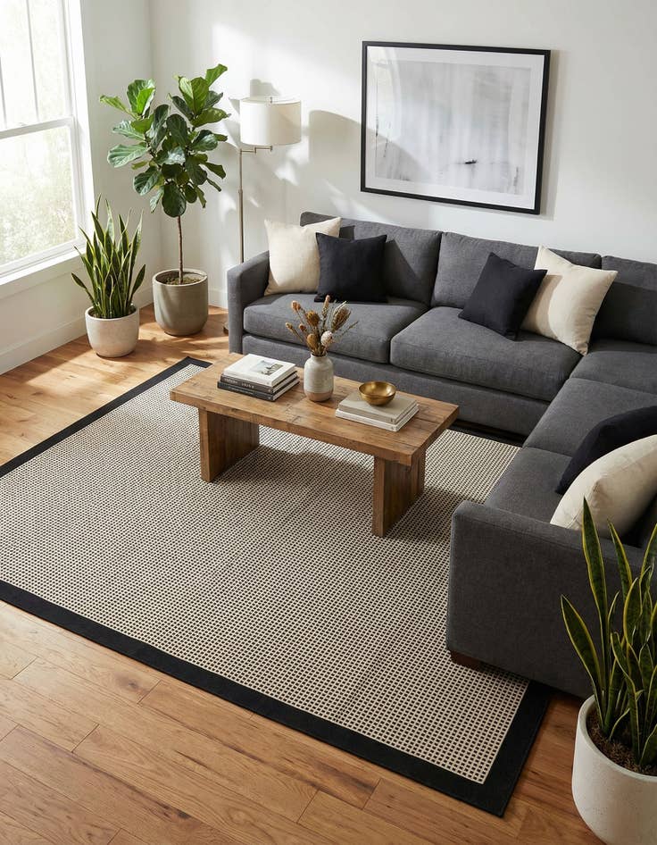 Detail image of 7' 10 x 10'  Washable Border Indoor / Outdoor Rug