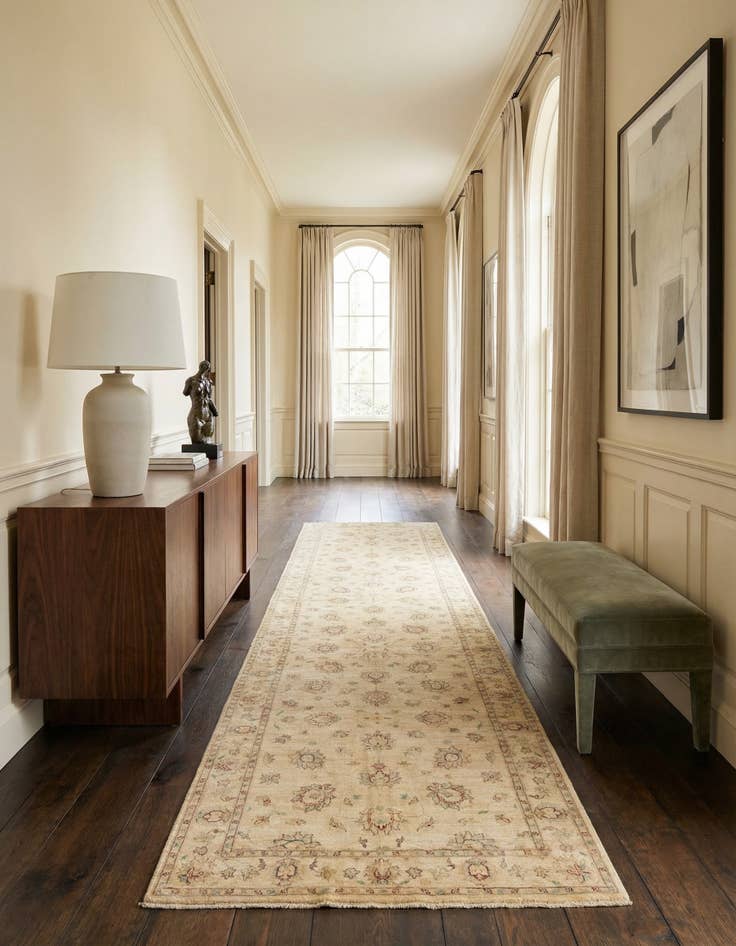 Detail image of  5' x 19'  Hand Knotted Peshawar Ziegler Runner Rug