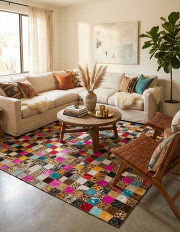 5' 1 x 8' 1 Cowhide Leather Rug
