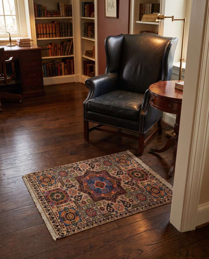60cm x 90cm Hand Knotted Mamluk Ziegler Rug