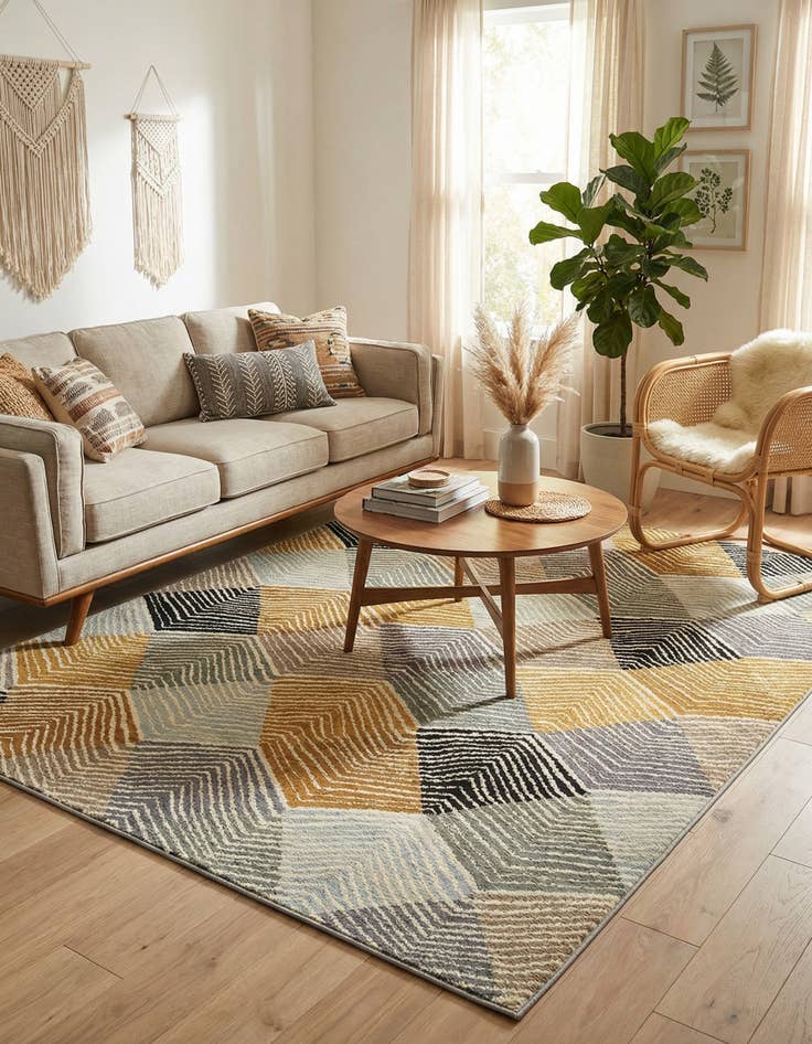 Detail image of 5' x 7' Easy-Clean Modern Indoor / Outdoor Rug