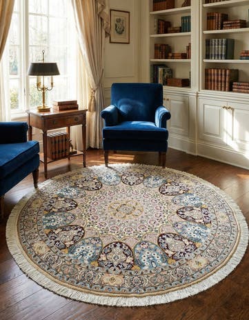 4' 8 x 4' 9 Nain Wool Round Rug
