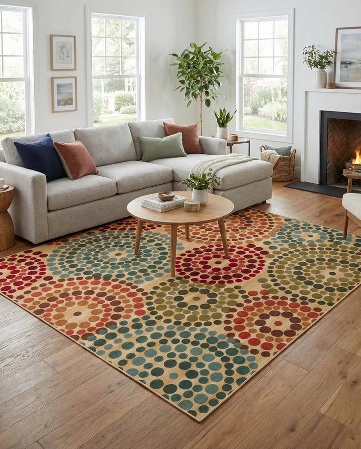 Detail image of 10' x 10' Easy-Clean Modern Indoor / Outdoor Square Rug