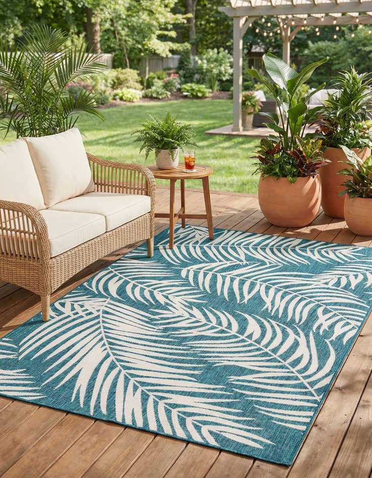 Detail image of  7' x 10'  Washable Botanical Indoor / Outdoor Rug