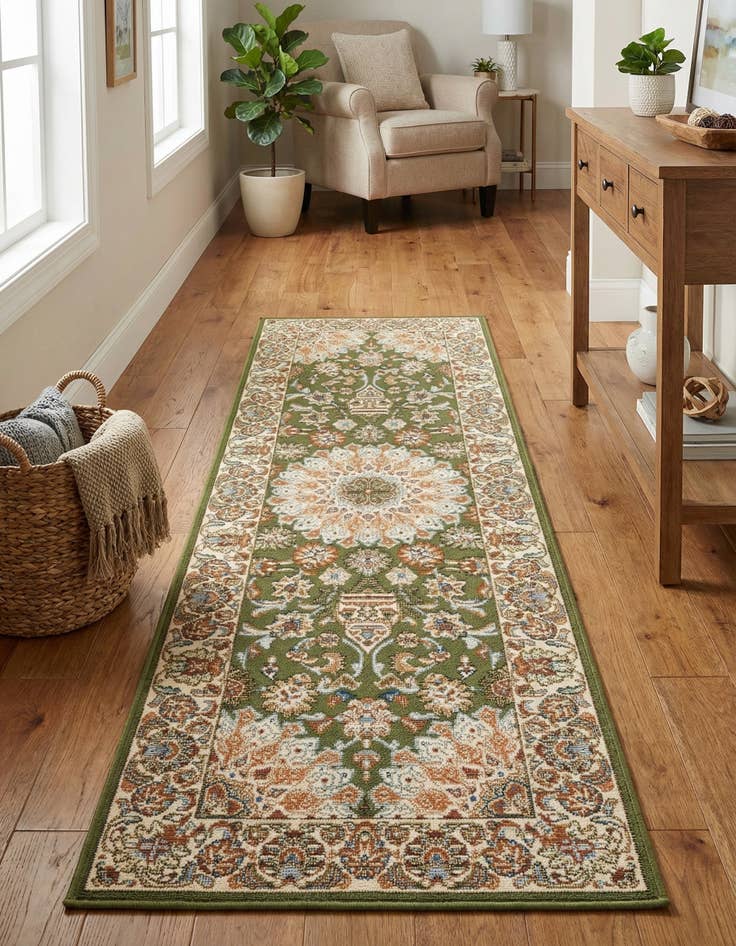 Detail image of 2' x 6' 1  Washable Traditional Indoor / Outdoor Runner Rug