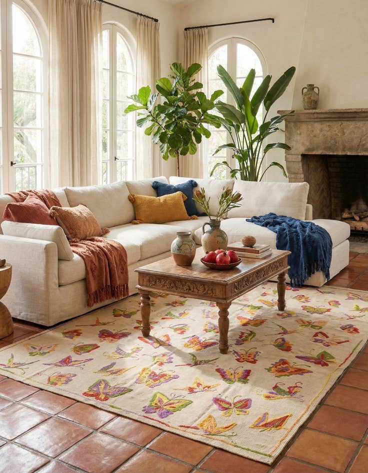 Detail image of 5' 5 x 7' 8  Hand Woven Kilim Suzani Wool Rug