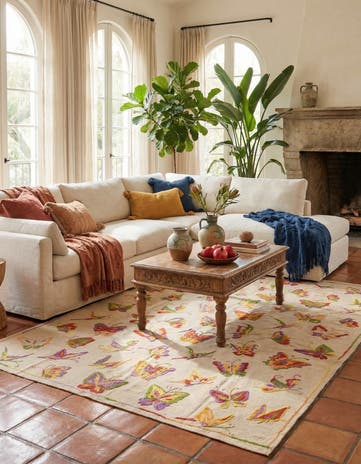 5' 5 x 7' 8 Hand Woven Kilim Suzani Wool Rug