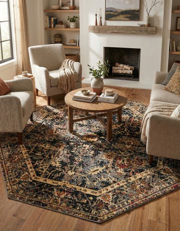 Black Saturn Octagon Rug