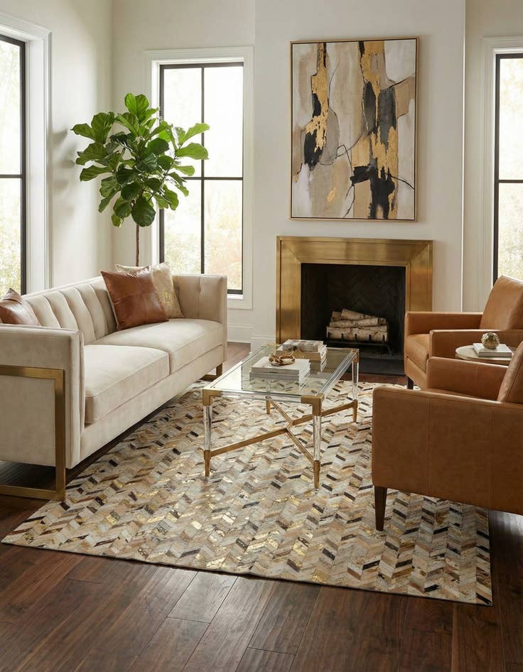 Detail image of 5' 2 x 7' 11 Cowhide - Patchwork Rug