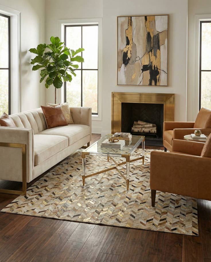 Detail image of 5' 2 x 7' 11 Cowhide - Patchwork Rug