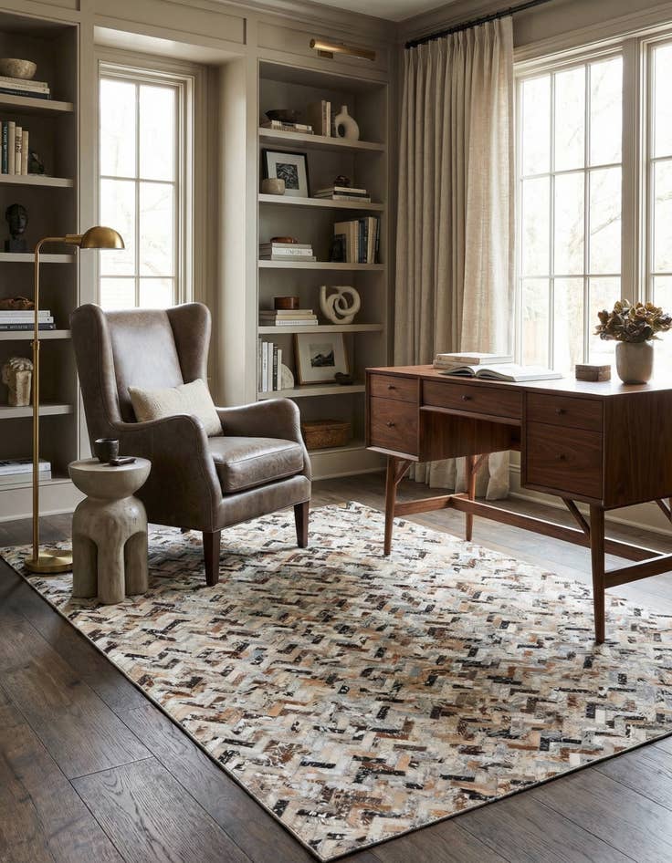 Detail image of 5' 3 x 7' 8 Cowhide Stocks Rug