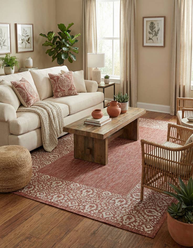 Detail image of 6' x 9'  Washable Border Indoor / Outdoor Rug