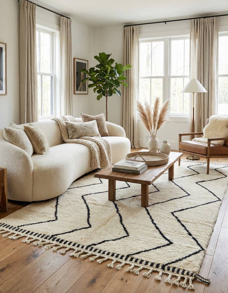 Detail image of 5' 10 x 10' 5  Hand Knotted Moroccan Wool Rug