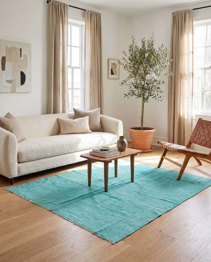 170cm x 170cm Handgewebt Kilim Modern Wolle Quadrat Teppich