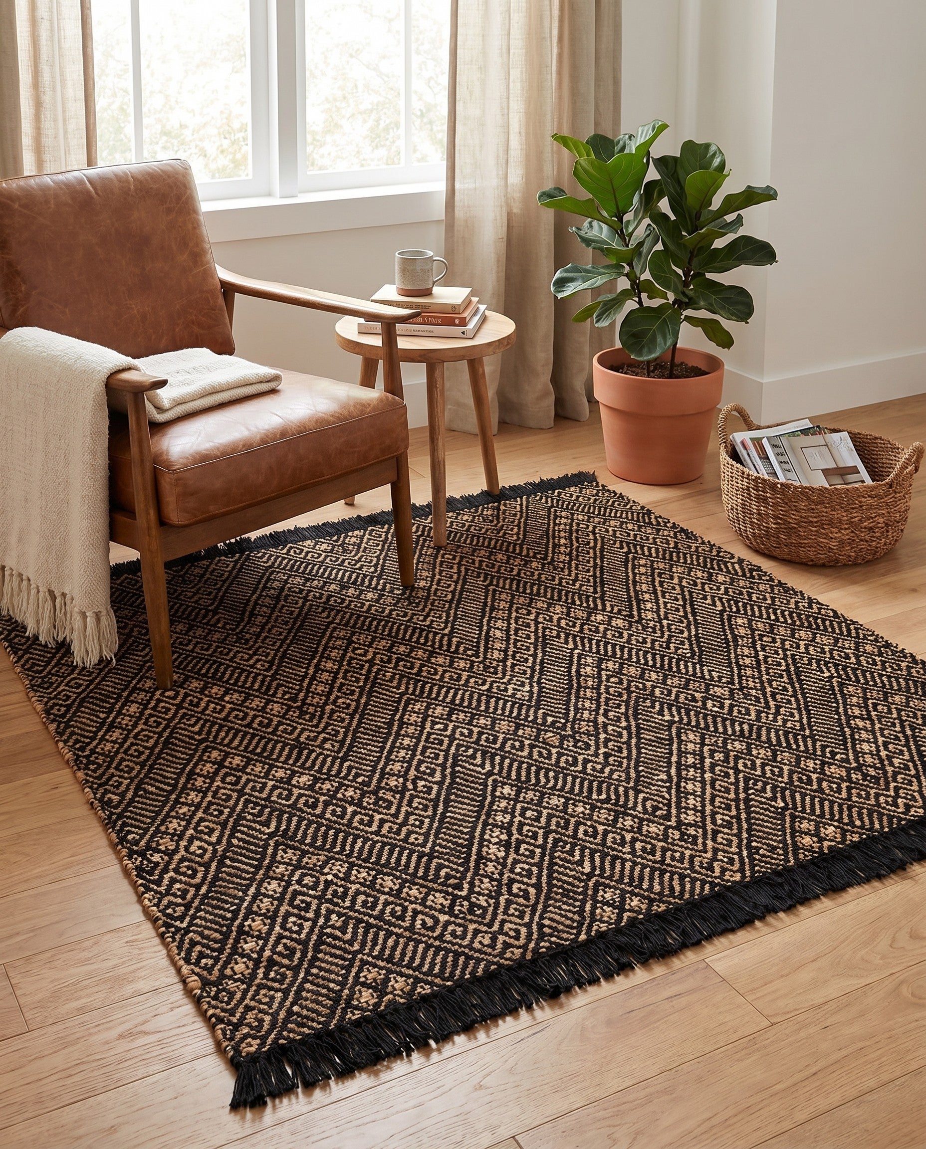 5' 1 x 5' 1 Handmade Braided Jute Square Rug
