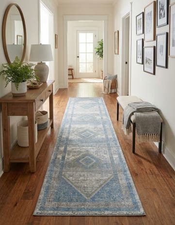 Gray Green Kamala Washable Runner Rug