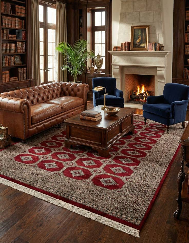 Detail image of 8' 2 x 11' Hand Knotted Bokhara Wool Rug