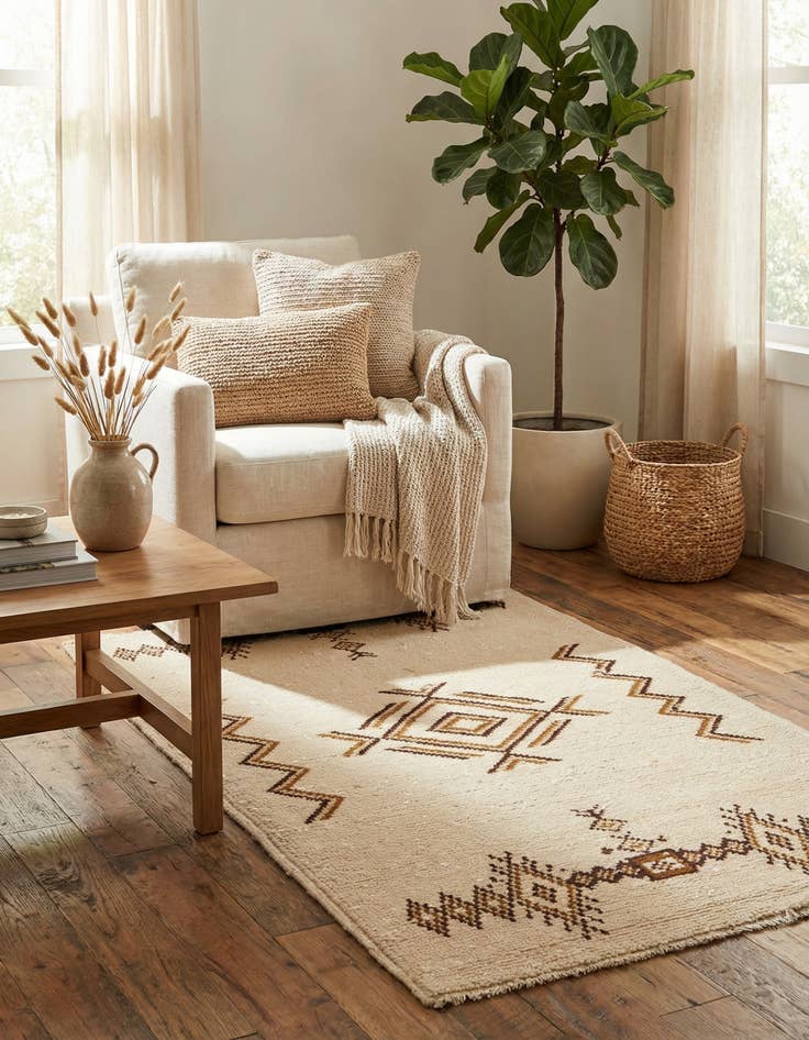 Detail image of  3' x 5' 6  Hand Knotted Moroccan Wool Rug