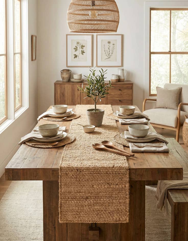 Detail image of  1' 2 x 6' 1  Hand Woven Chunky Jute Table Runner Rug