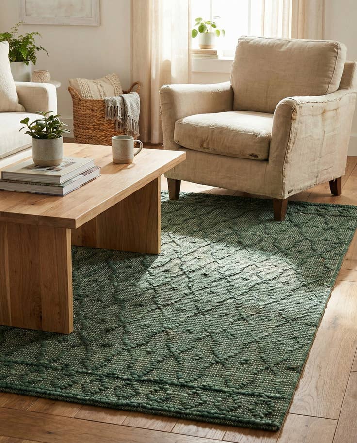 Detail image of 4' 1 x 6' 1 Hand Woven Larsa Jute Rug