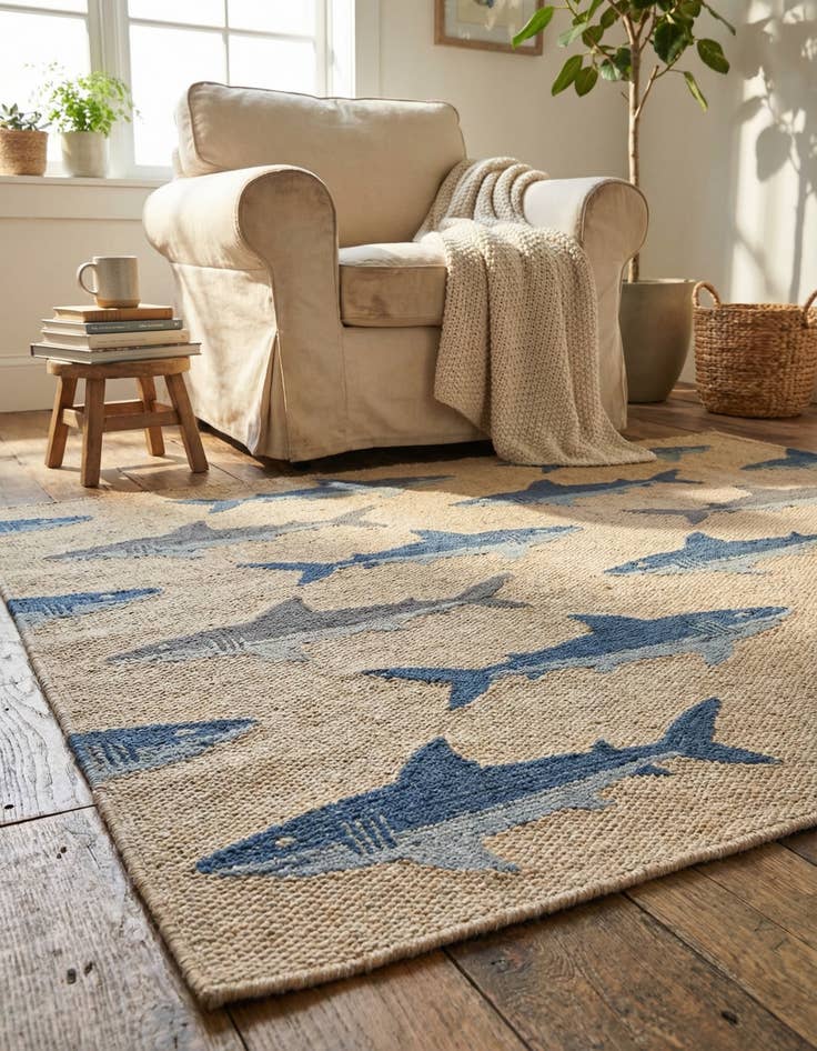 Detail image of 5' 1 x 8'  Hand Woven Chenille Jute Rug