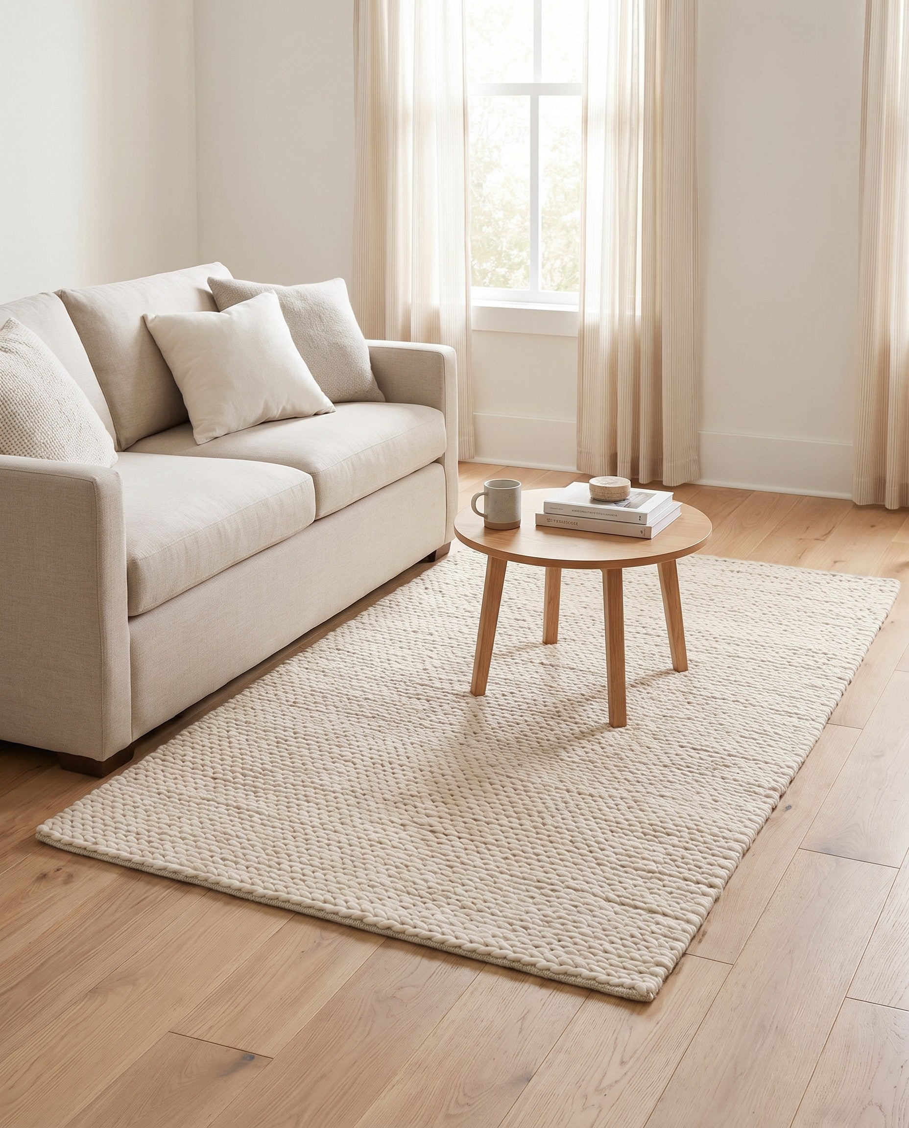 Ivory Hand Woven Lana New Zealand Wool Rug