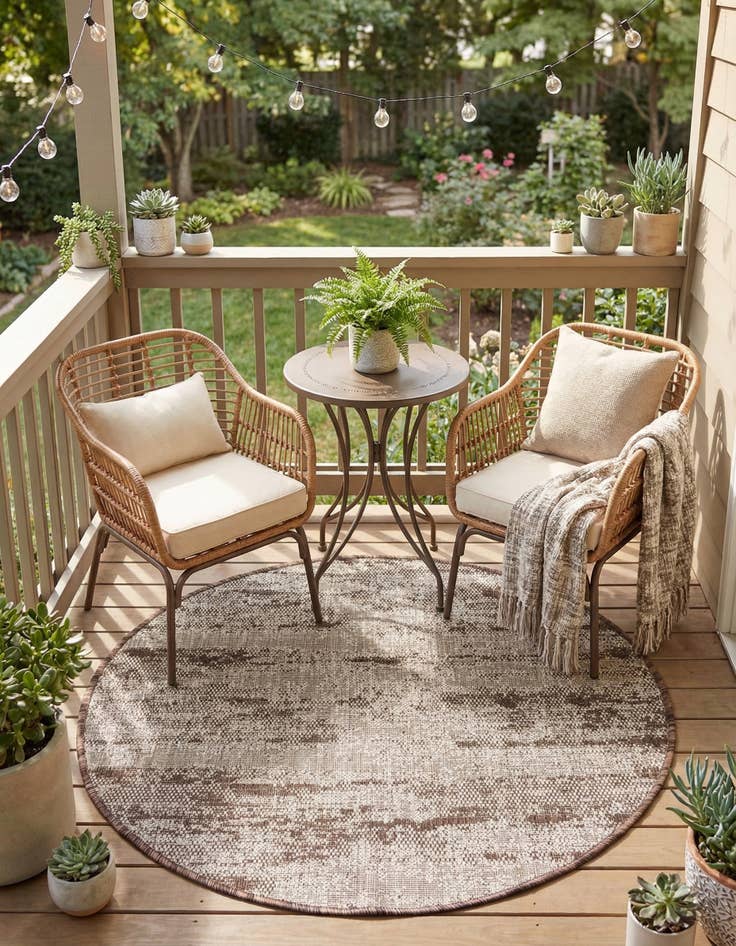 Detail image of 3' x 3'  Washable Modern Indoor / Outdoor Round Rug