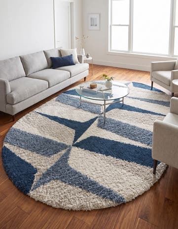 Blue Lagom Shag Oval Rug