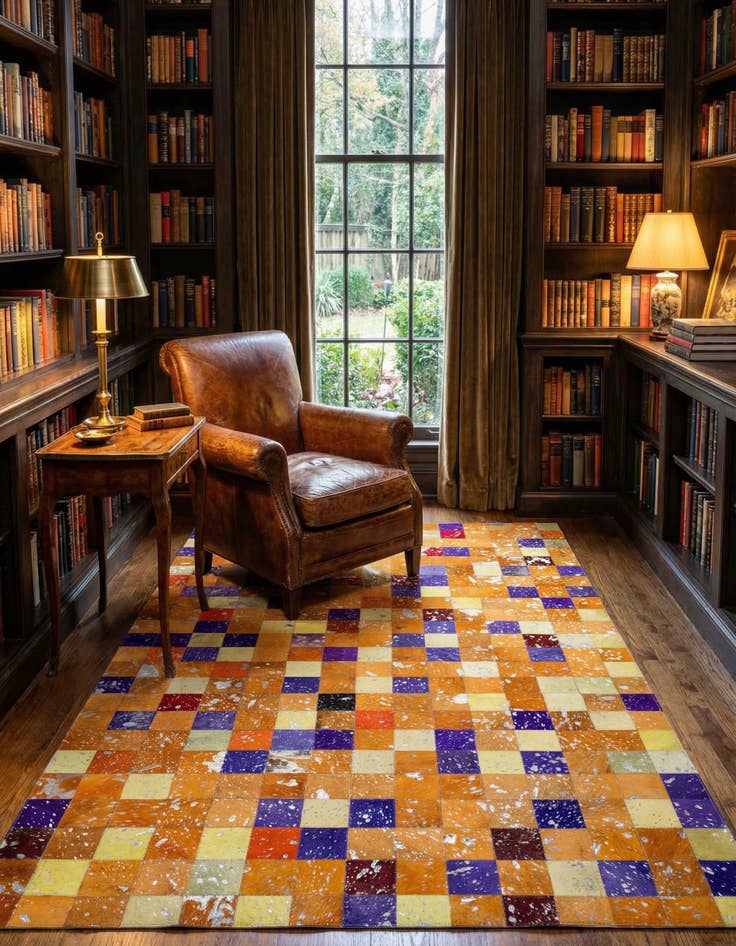 Detail image of 4' 11 x 7' 10 Cowhide - Patchwork Rug