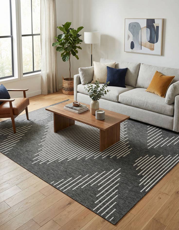 Detail image of  9' x 12'  Washable Modern Indoor / Outdoor Rug