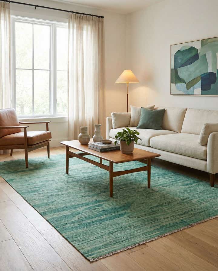 5' 1 x 6' 7 Hand Woven Kilim Modern Wool Rug