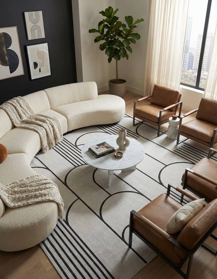 Detail image of 13' x 13' Easy-Clean Modern Indoor / Outdoor Square Rug