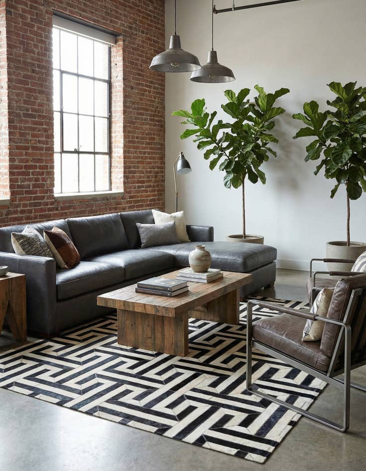 Detail image of  4' 1 x 6' 1 Cowhide - Patchwork Rug