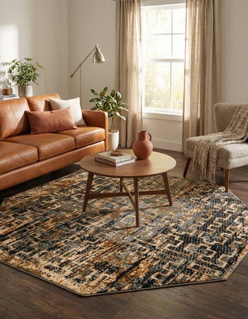 Blue Saturn Octagon Rug